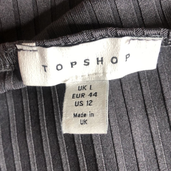 TOP SHOP Grey Ribbed Strapless Bralette Cropped Top Size 12 NEW - Picture 5 of 7